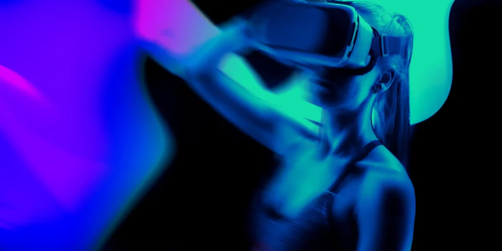 A girl using VR headset