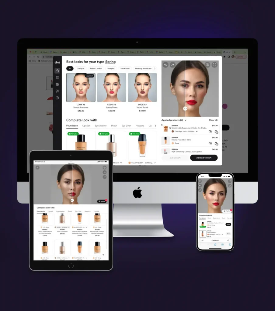 a visual representation of Banuba AR Try-On Plugin interface on a makeup website